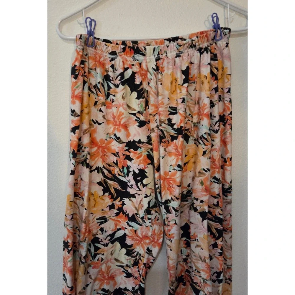 Garnet Hill Organic Cotton Asian Wrap Pajama Set PJ's Onyx Floral Medium 9174